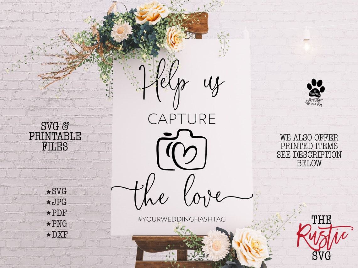 Printable Help Us Capture the Love Sign Wedding Hashtag Sign | Etsy
