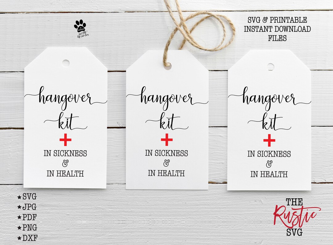 Hangover Kit Tags, Printable Hangover Kit Tags, Wedding Hangover Kit ...