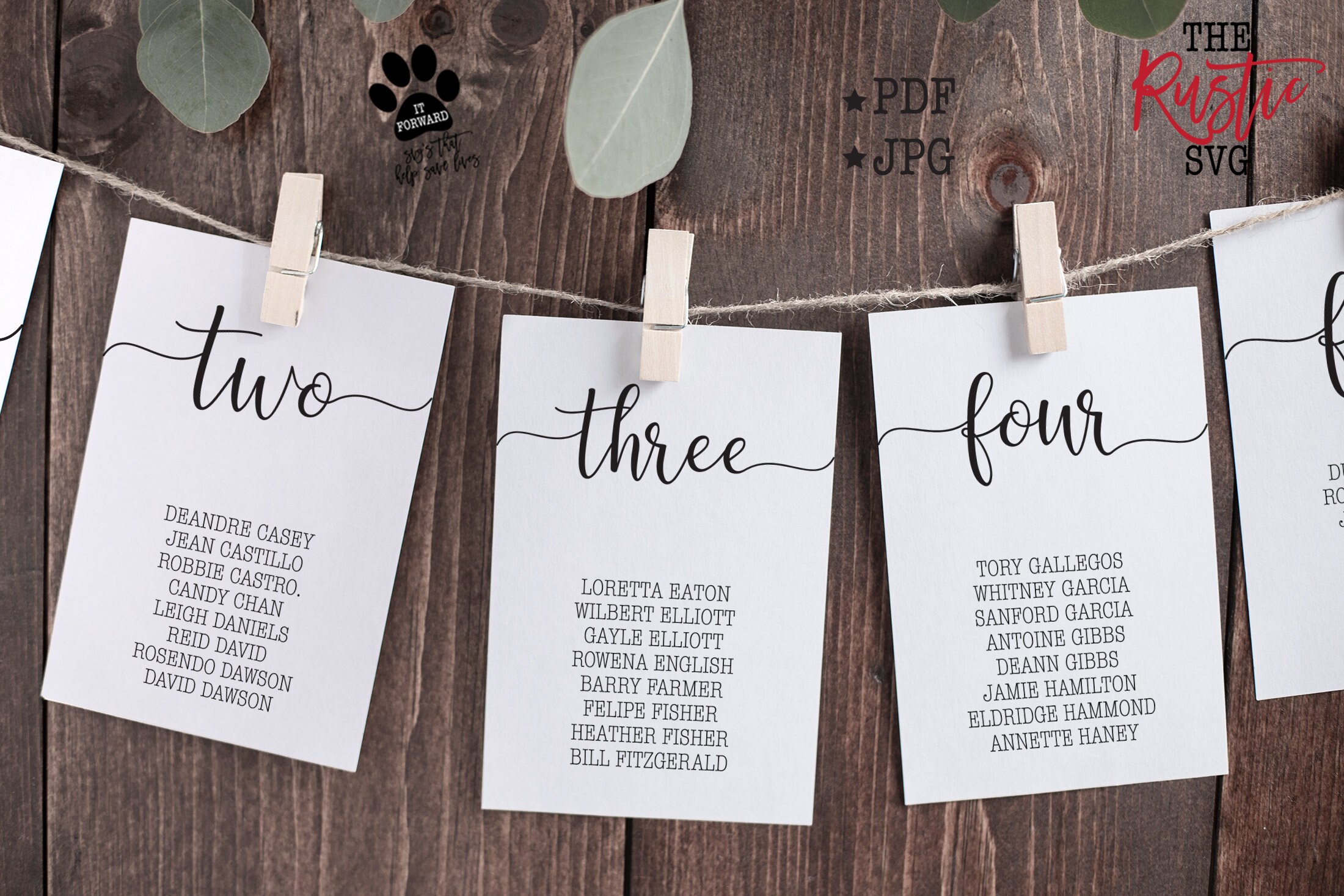 Seating Chart Cards Printable Seating Chart Cards Seating | Etsy
