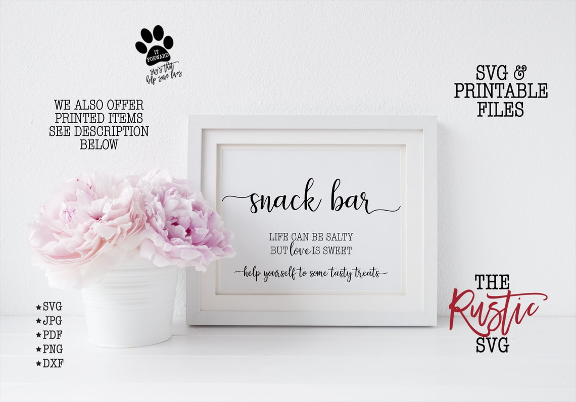 Snack Bar Sign Printable Snack Bar Sign Wedding Snack Bar | Etsy