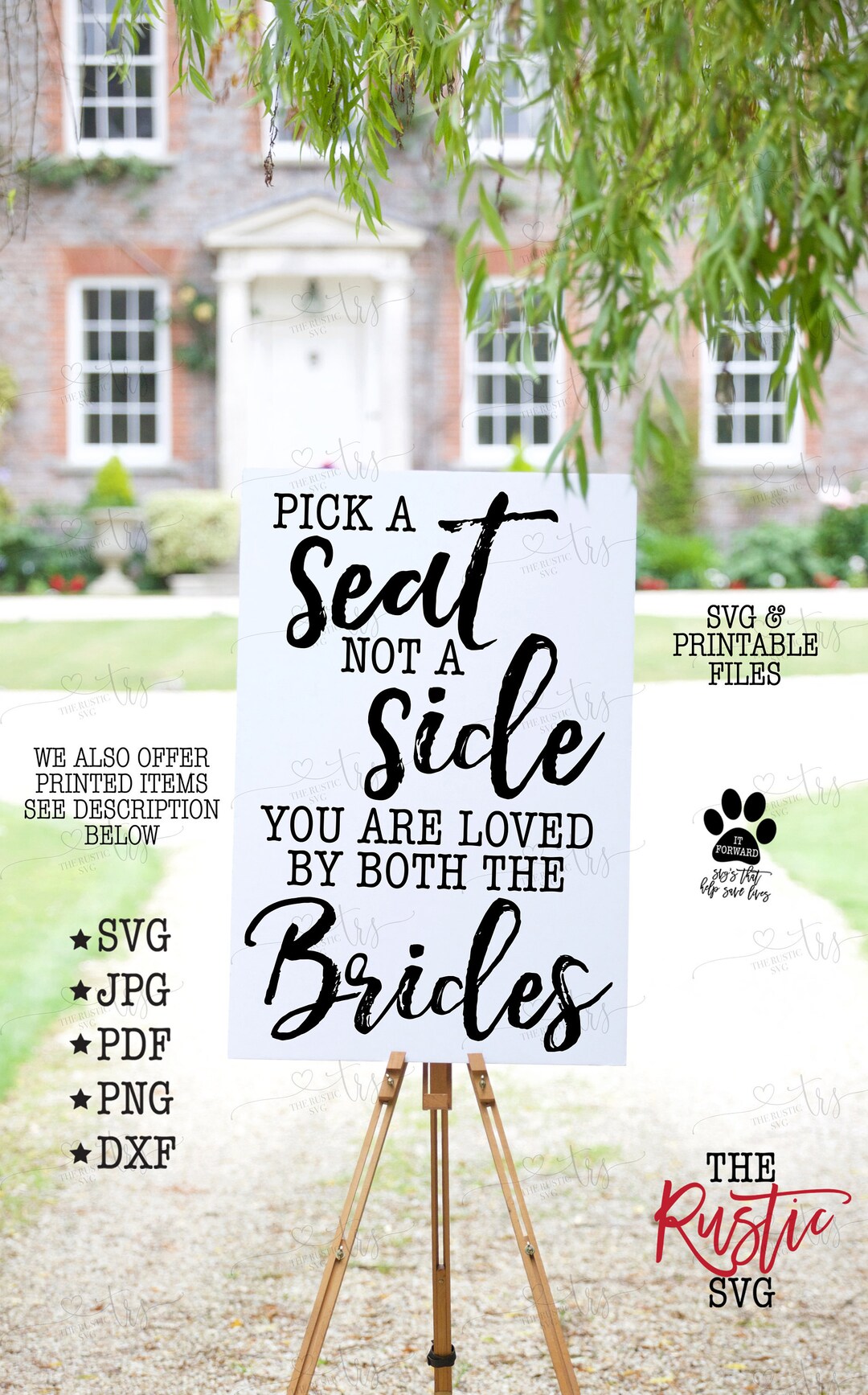 Pick A Seat Not A Side Sign, Printable Wedding Sign, Pick A Seat Svg ...