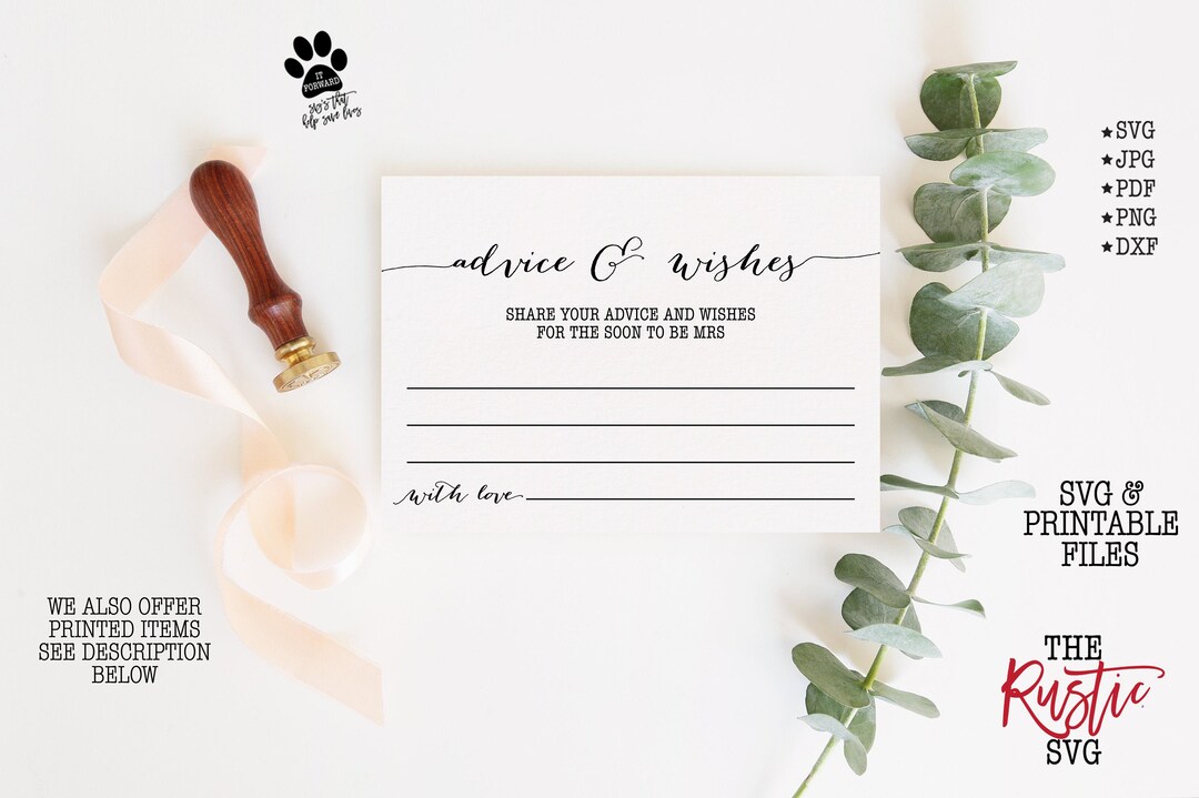 Advice and Wishes Cards Printable Advice and Wishes Cards - Etsy