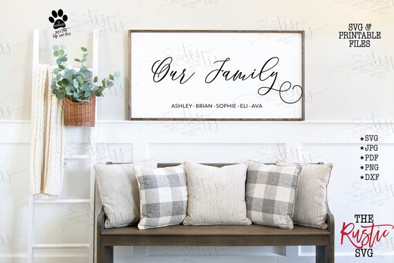 Our Family Sign Printable Our Family Sign Family Names Svg | Etsy