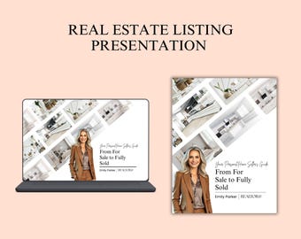 Szablon prezentacji oferty nieruchomości | Cyfrowy i drukowany przewodnik dla sprzedawców | Edytowalny zestaw marketingowy Canva