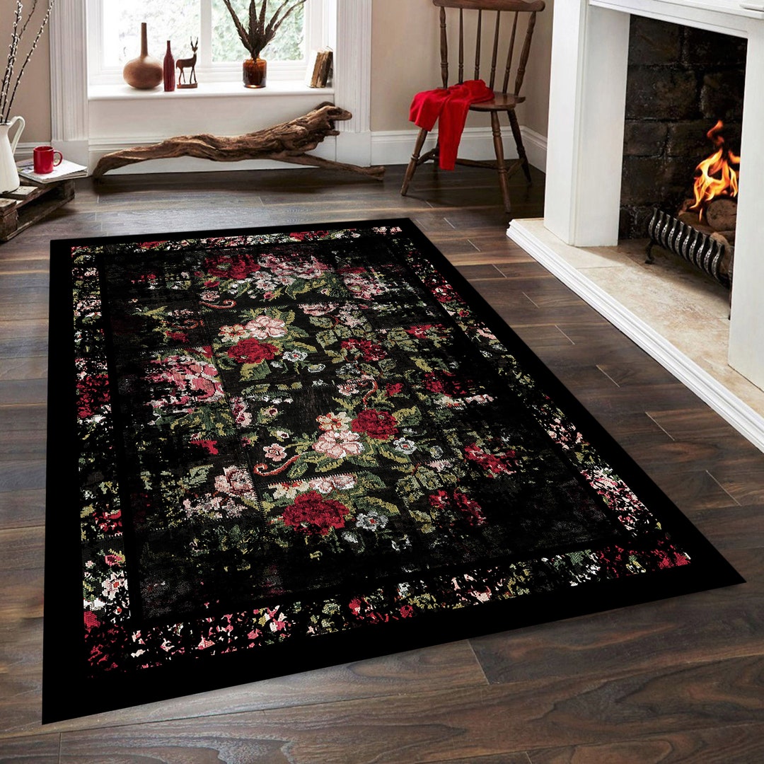 Uniuque Rugs Unique Rug, Karabagh Rug, Rustic Modern Rug, Black Area Rugs, Rug for ...