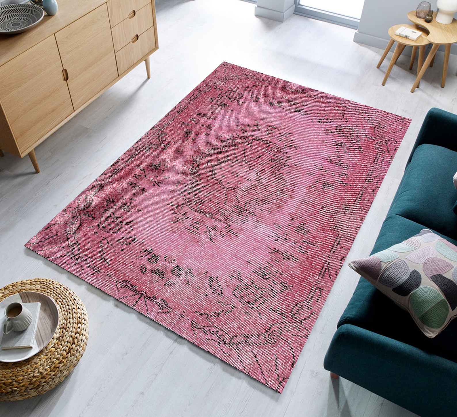 Pink Japanese Rug Pink Rugs, Turkish Rugs 6x9, Pink Area Rug, Rugs 4x6, Cotton Rug ...