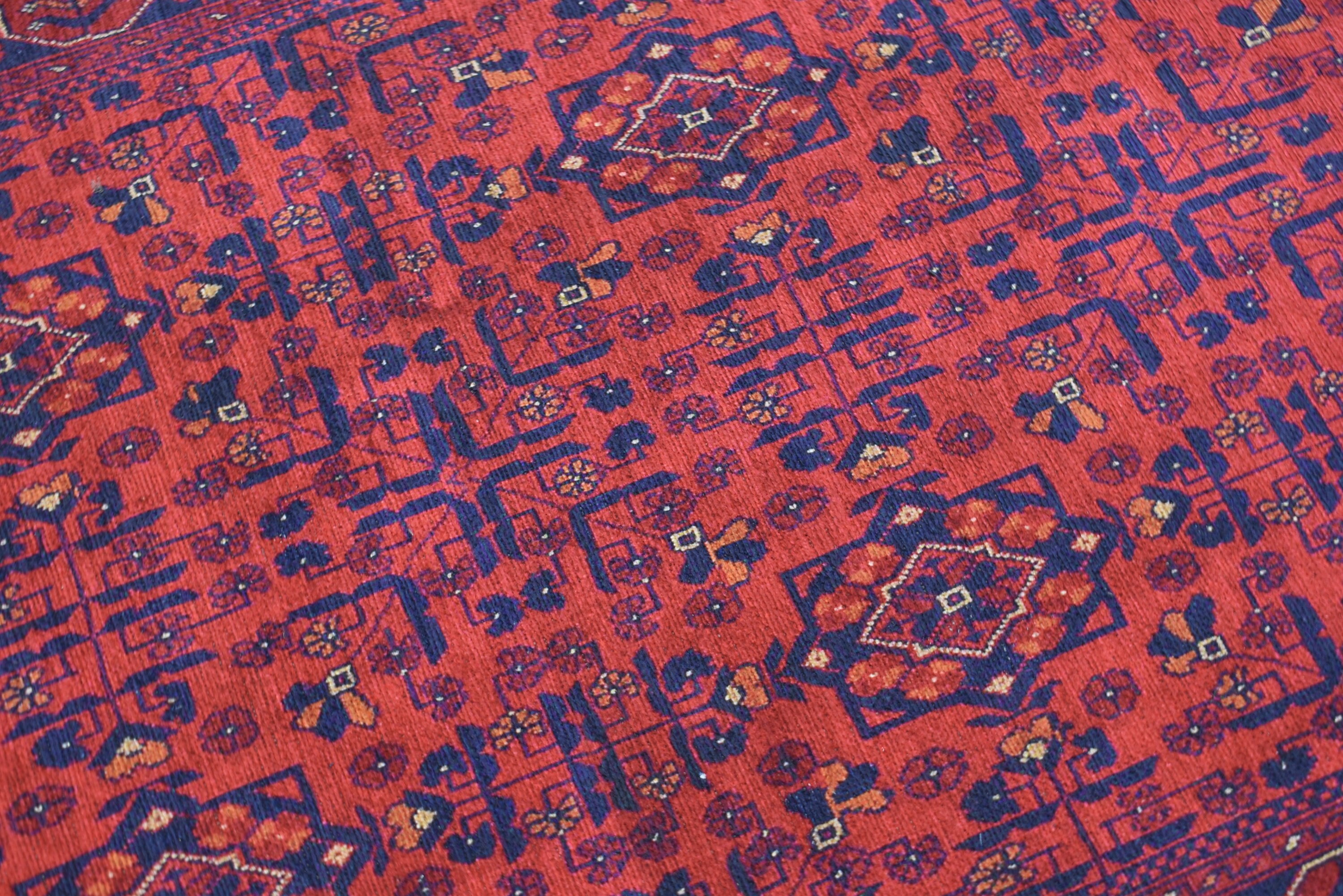 Red Afghan Runner Rug Red and Dark Blue Runner Rug for Etsy