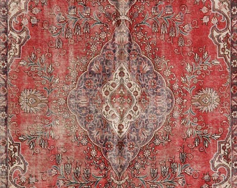 Rug 4x6, Turks rood tapijt, oosters tapijt, vintage Turks tapijt, kelimdeken, vintage Oushak-deken, tapijt voor woonkamer, Boho-deken, rood koraaldeken