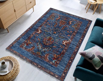 Silky Soft Rug, turkish blue rug,rugs for living room,rugs for bedroom aesthetic,rug runner,blue rug 3x5,blue rug 6x9,vintage,bohemian style