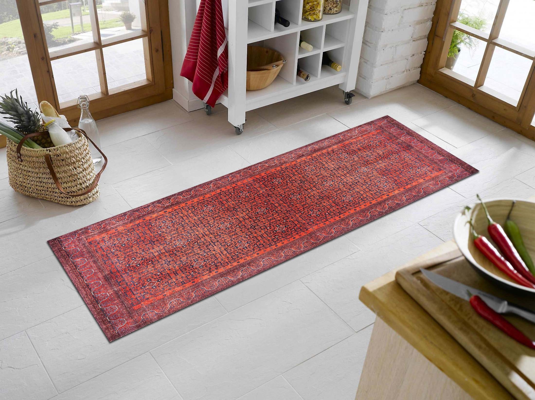Red Runner Rug, Afghan Rug, Faded Rug, Antique Looking Runner Rug ...