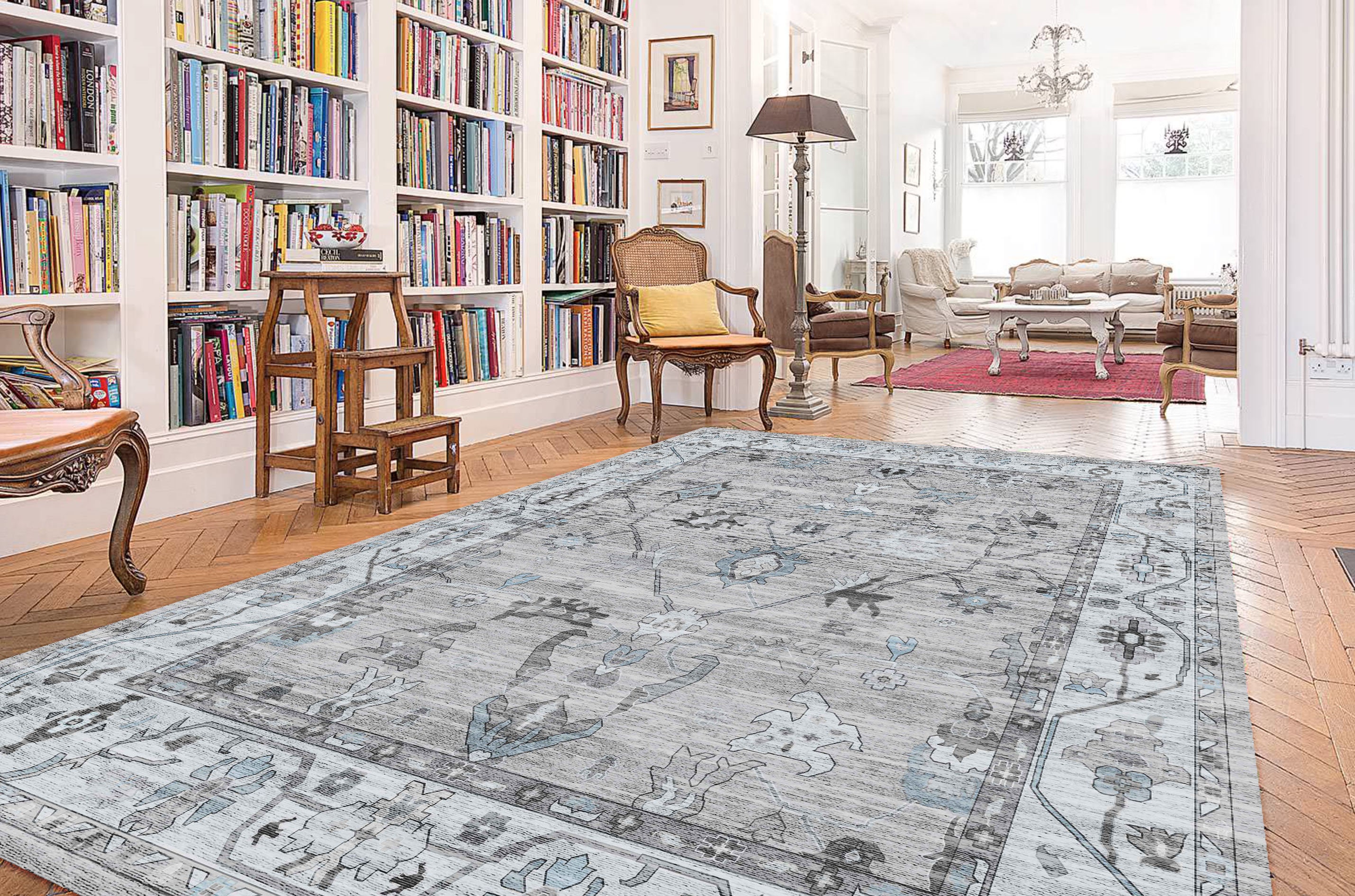 Gray Solid Tribal Design Plush Gabbeh 5x5 Oriental Round Rug Kids Room  Carpet Auction