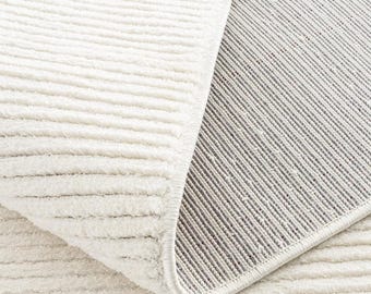 Cream Area Rug Solid Cream White Carpet Soft Under Foot Scandi Boho Modern Farmhouse Interior Rug with Many Dimension Opitons