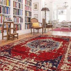Silky Soft Rug, Red Turkish Rug, Rustic Modern Rug, Rug for Living Room ...