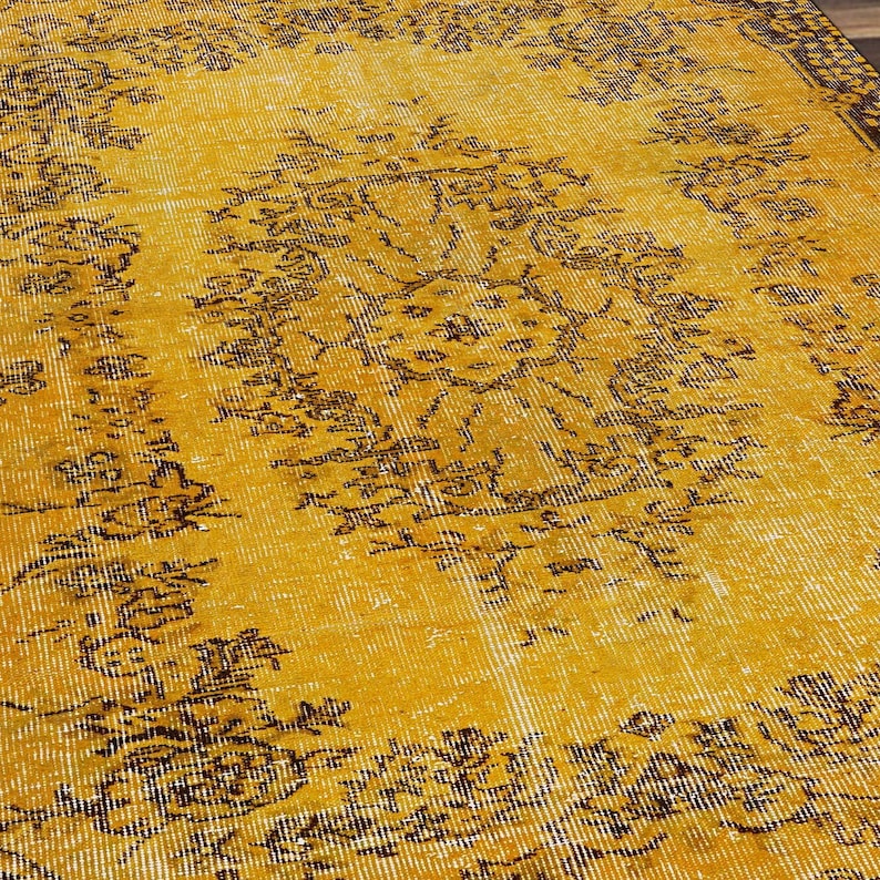 Yellow Turkish Rug, Rugs 5x8, Area Rugs 4x6, Cotton Rug, Yellow Oushak ...