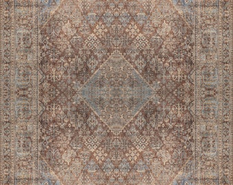 Rustic Rug, Area Rug, Washable Rug, Kilim Rug, Boho Rug, Distressed Rug for Living Room, 5x8 Rug for Bedroom, Antique Looking Rug