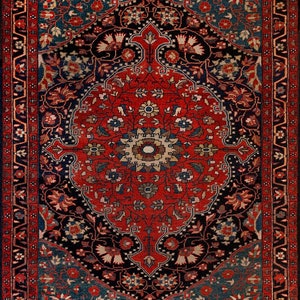 Orientalischer Medaillon-Roter Teppich Rustikal Mid Century Modern Klein Groß Übergroß Rot Dunkelblau Schwarzer Teppich für Wohnzimmer, Schlafzimmer, Esszimmer