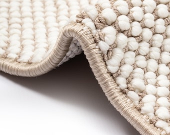 Chunky Bubble Rug in cream and tan colour beautiful area rug loop style woven rug for modern scandinavian interior decor durable rug