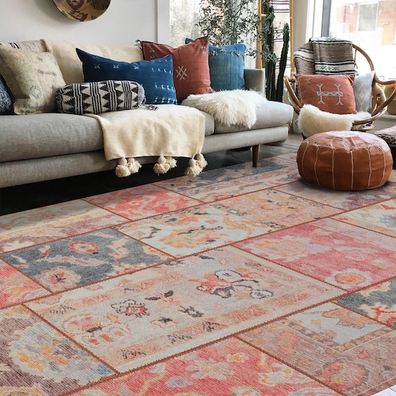 Traditional Rug 8x10, Area Rug 5x7, Turkish Rug 6x9, Boho Rug, Multicolor Distressed Vintage Patchwork Pattern New Carpet-free shipping