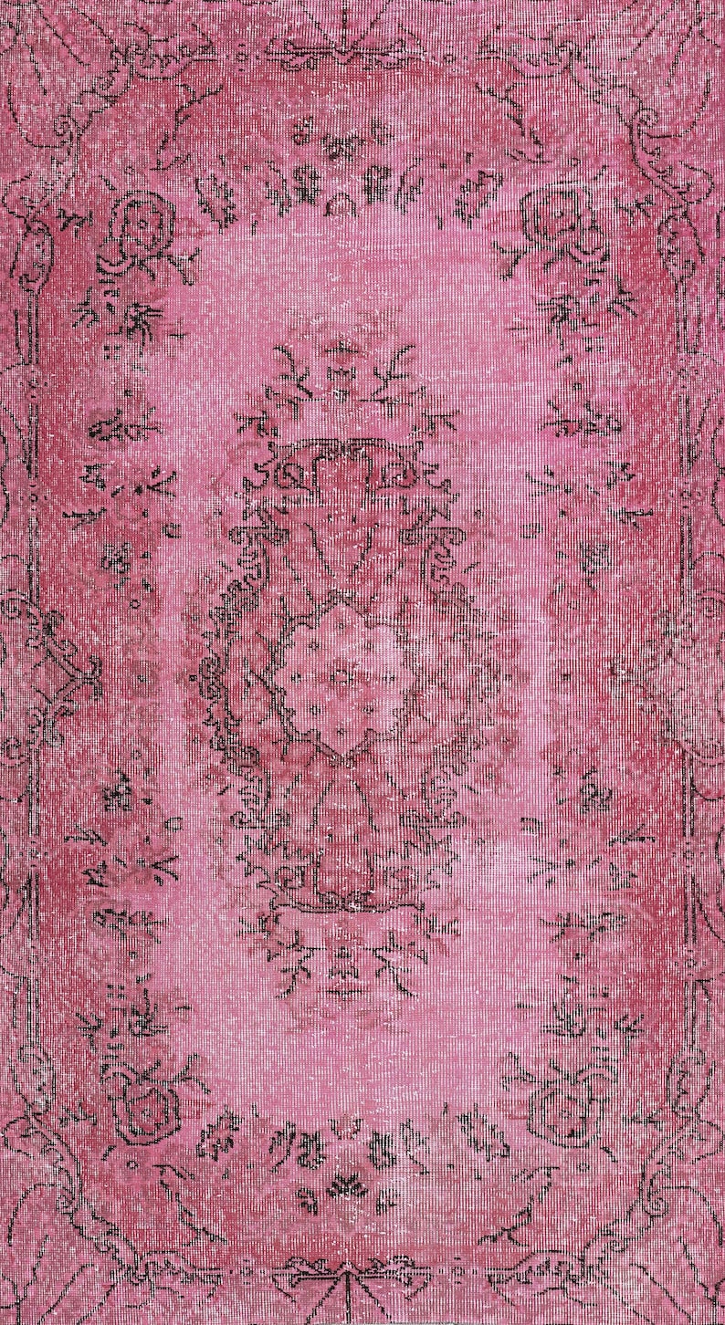 Pink Pattern Rug Traditional Pink Rugs, Turkish Rugs 6x9, Pink Area Rug, Rugs 4x6, Cotton Rug ...