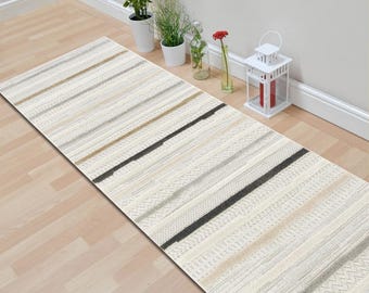 Cream Runner Rug, Off White Runner Rug for Hallway Entryway Rug Bedroom Stairs, Farmhouse Rustic Turkish Runner Rug Home Decor