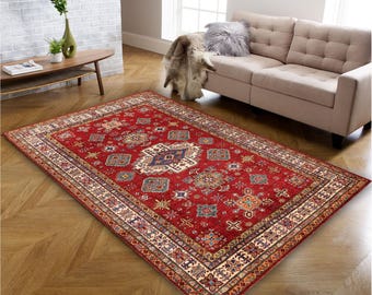 Red Rugs 5x8, Area Rugs 4x6, Red Area Rug 3x5, Cotton Rug, Oriental Rug, Kilimway Rug, Living Room Rug 6x9, Floor Rug, Farmhouse Boho Rug