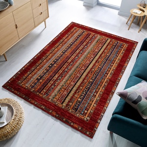 Rugs 5x8, Area Rugs 4x6, Red Turkish Rug 5x8, Cotton Rug, Oriental Rug, Kilimway Rug, Bedroom Rug 5x8, Floor Rug, Rustic Rug Living Room Rug
