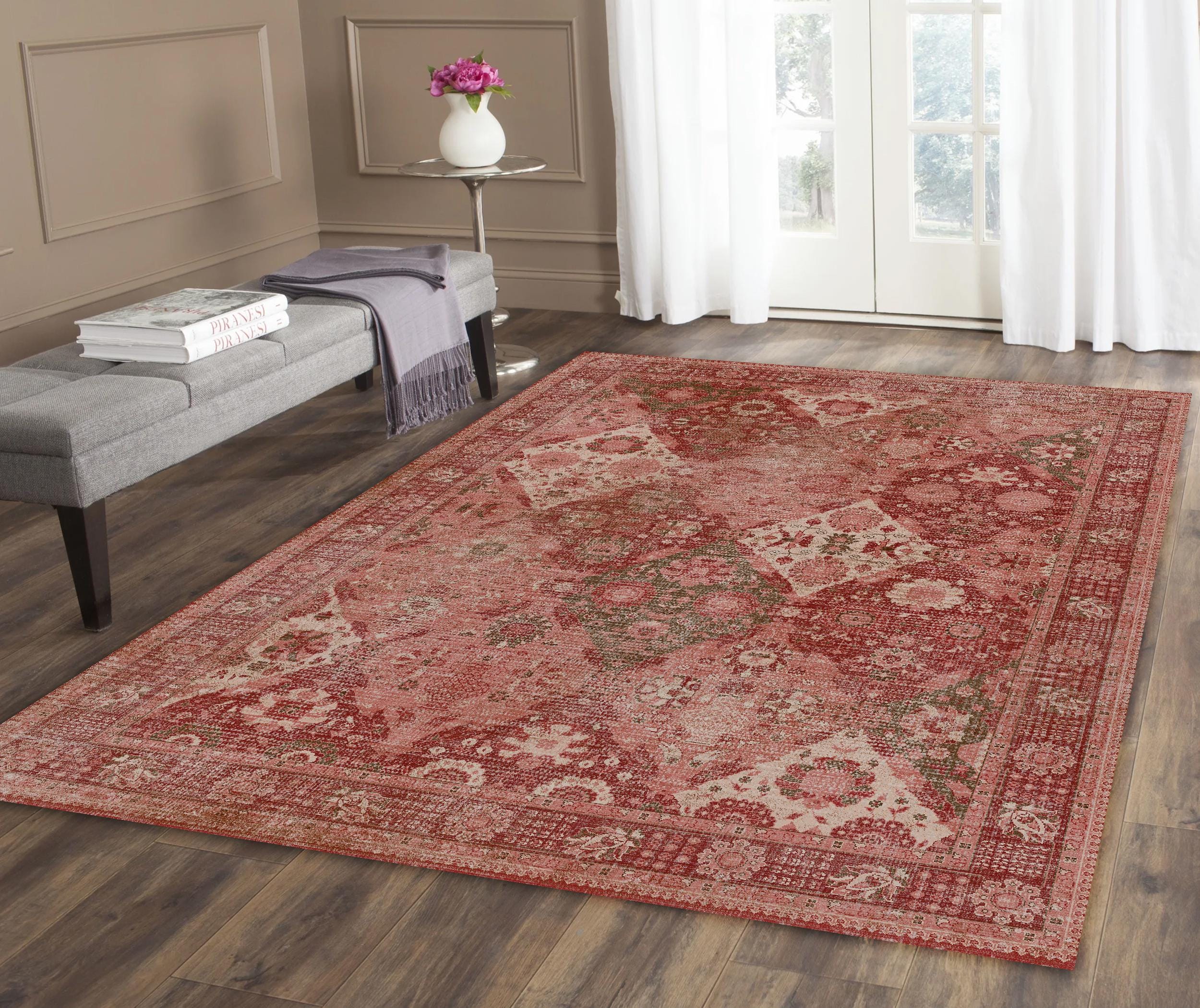 Buy Red Afghan Rug, Oriental Rugs, Turkish Vintage Rugs Living