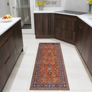 Turkish Runner Orange Entryway Runner Rug Washable Non slip Staircase Runner Rug, Bathroom Kitchen Hallway Rugs free shipping rug image 5