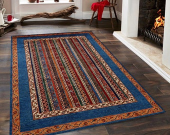 5x8 Area Rug - Blue Red Multicolor Turkish Traditional Rug, Area Rug -  Rug for living room - Bedroom rug - 4x6 rugs, Kilimway Rug, Carpet