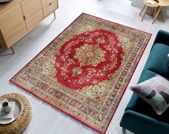 Traditioneller Türkischer Teppich, Orientteppich, Roter Teppich 150x180, Handgeknüpfter Teppich im Vintage-Stil, Teppich 100x150, Esszimmerteppich, Einweihungsgeschenk