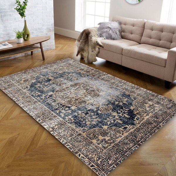 Blue Persian Rug Etsy