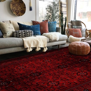 Dark Red Afghan Rug 4x6, Oriental Rug 5x8, Traditional Rug 6x9, Area Rug, Kilimway Rug, Kilim Rug, Unique Rug, Anti Slip Rug