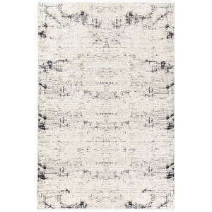 Extra Wide Large Hallway Kitchen Runner Rug and Area Rug Abstract Cream and Gray Non Skid Rubber Back for Slippery Floors | CUSTOM SIZE RUG