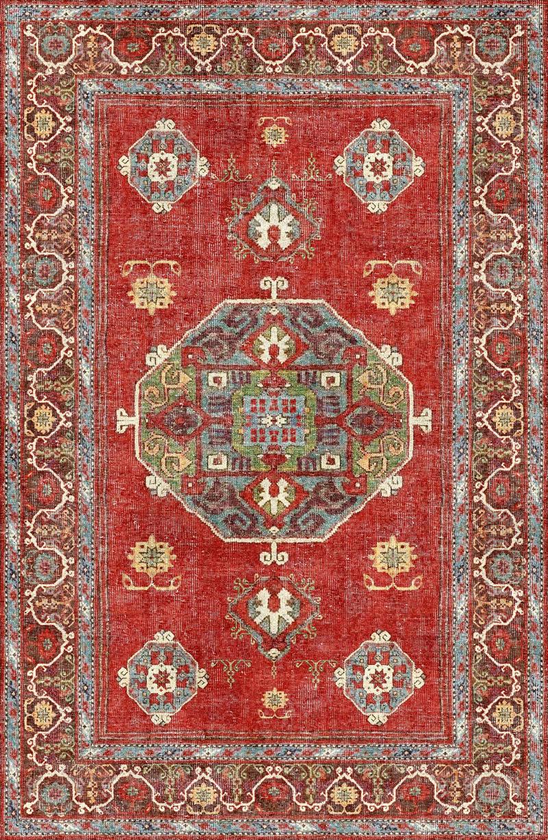 Red Kilimway Popular Rug, Rustic Carpet, Chenille and Cotton Rug