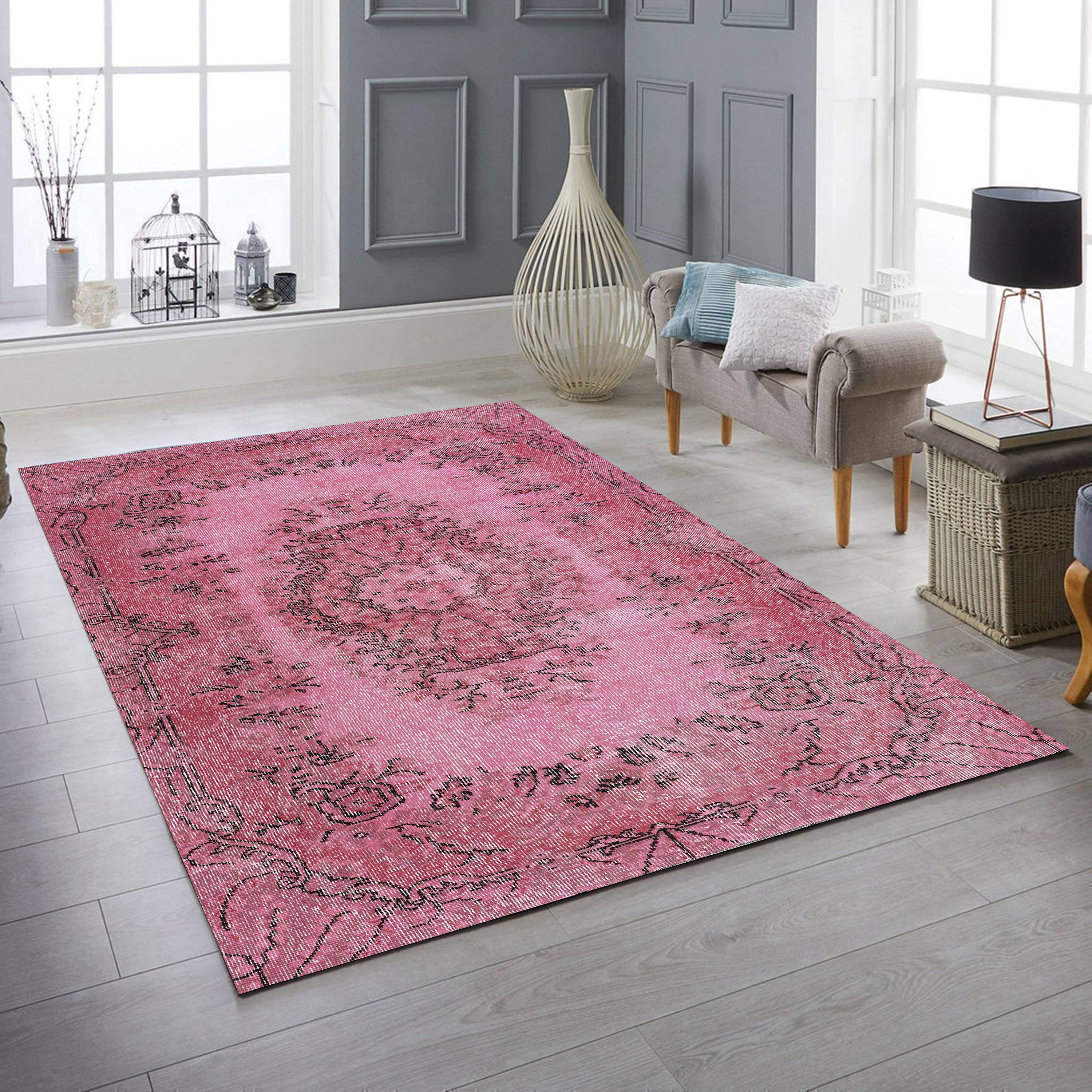トルコのカーペット 60x90cm pink no:101 Pink Rugs, Turkish Rugs 6x9, Pink Area Rug, Rugs 4x6, Cotton Rug