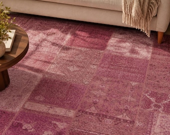 Pink Area Rug: Turkish Style Washable Carpet, Bohemian Home Decor