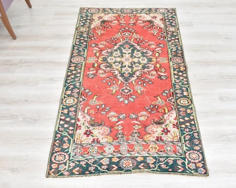 3x6 Vintage Rug, Red Turkish Rug, Small Vintage Rug, Ethnic Rug, Oriental Rug, Handmade Rug, Home Decor, Persian Rugs,3.3x6.2ft , MA-527
