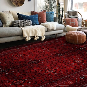 Dark Red Afghan Rug 4x6, Oriental Rug 5x8, Traditional Rug 6x9, Area Rug, Kilimway Rug, Kilim Rug, Unique Rug, Living Room Rug