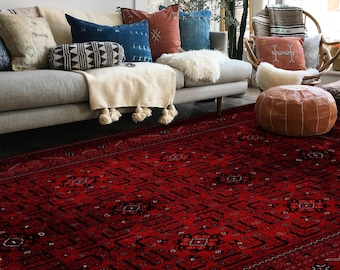 Dark Red Afghan Rug 4x6, Oriental Rug 5x8, Traditional Rug 6x9, Area Rug, Kilimway Rug, Kilim Rug, Unique Rug, Living Room Rug