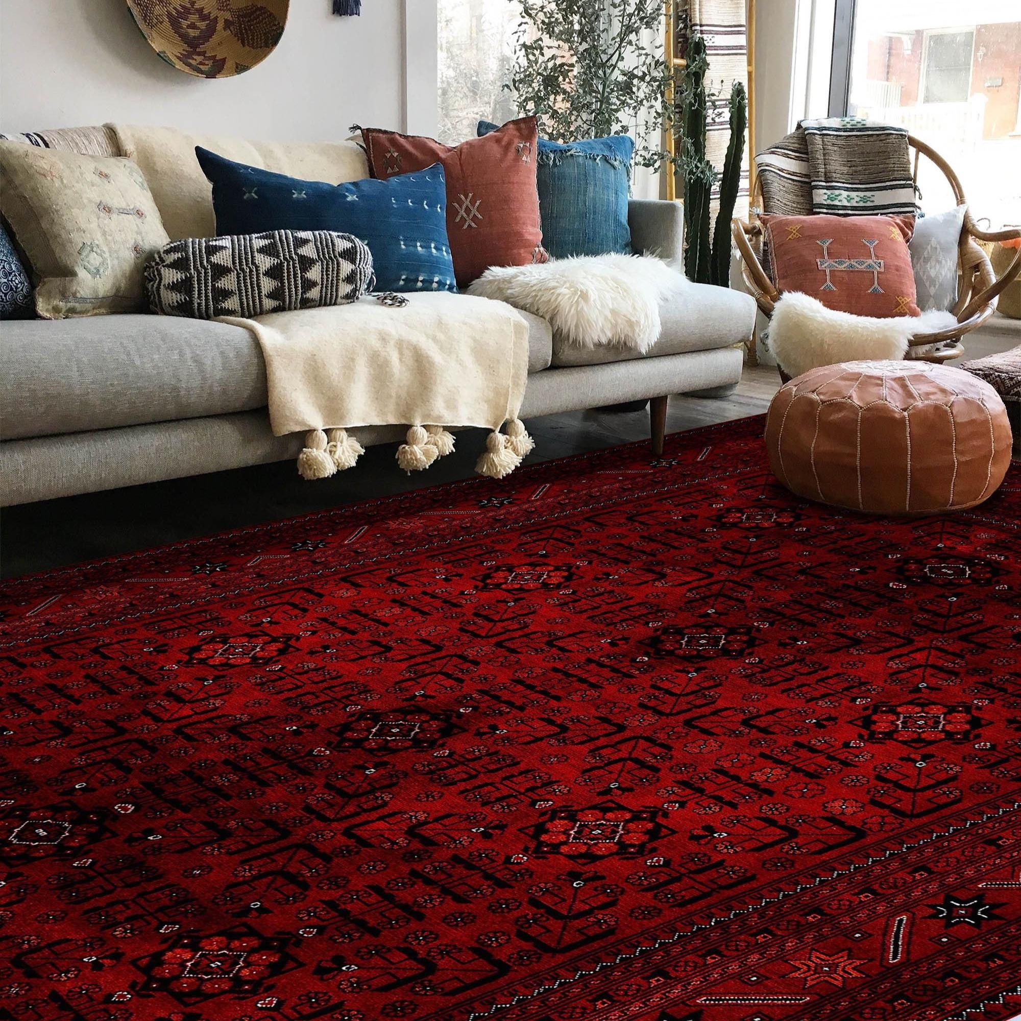 AFG Rug ラグ（RED）Landscape Products Dark Red Afghan Rug 4x6, Oriental Rug 5x8, Traditional Rug 6x9