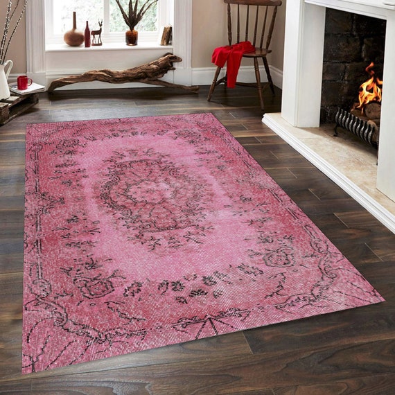 Pink Rugs, Turkish Rugs 6x9, Pink Area Rug, Rugs 4x6, Cotton Rug