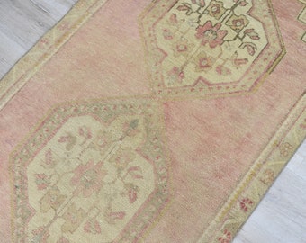 Tappeto vintage 3x6, tappeto turco, tappeto boho in lana, tappeto anatolico, tappeto geometrico a doppio medaglione, 3x6,3 piedi, SA-125