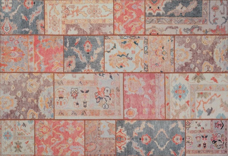 Traditional Rug 8x10, Area Rug 5x7, Turkish Rug 6x9, Oriental Rug, Multicolor Distressed Vintage Patchwork Style New Carpet - free shipping