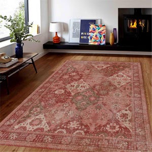 Red Afghan Rug, Oriental Rugs, Turkish Vintage Rugs Living Room Bedroom Dining Room Rustic Kitchen Entryway Tapis Farmhouse Kilimway Carpet
