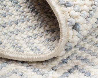 Sky Blue White Modern Woven Rug | High Quality Rug | Area Rug | Custom Sizes Available | Runner, Scandinavian Minimalist Coastal Living Rug