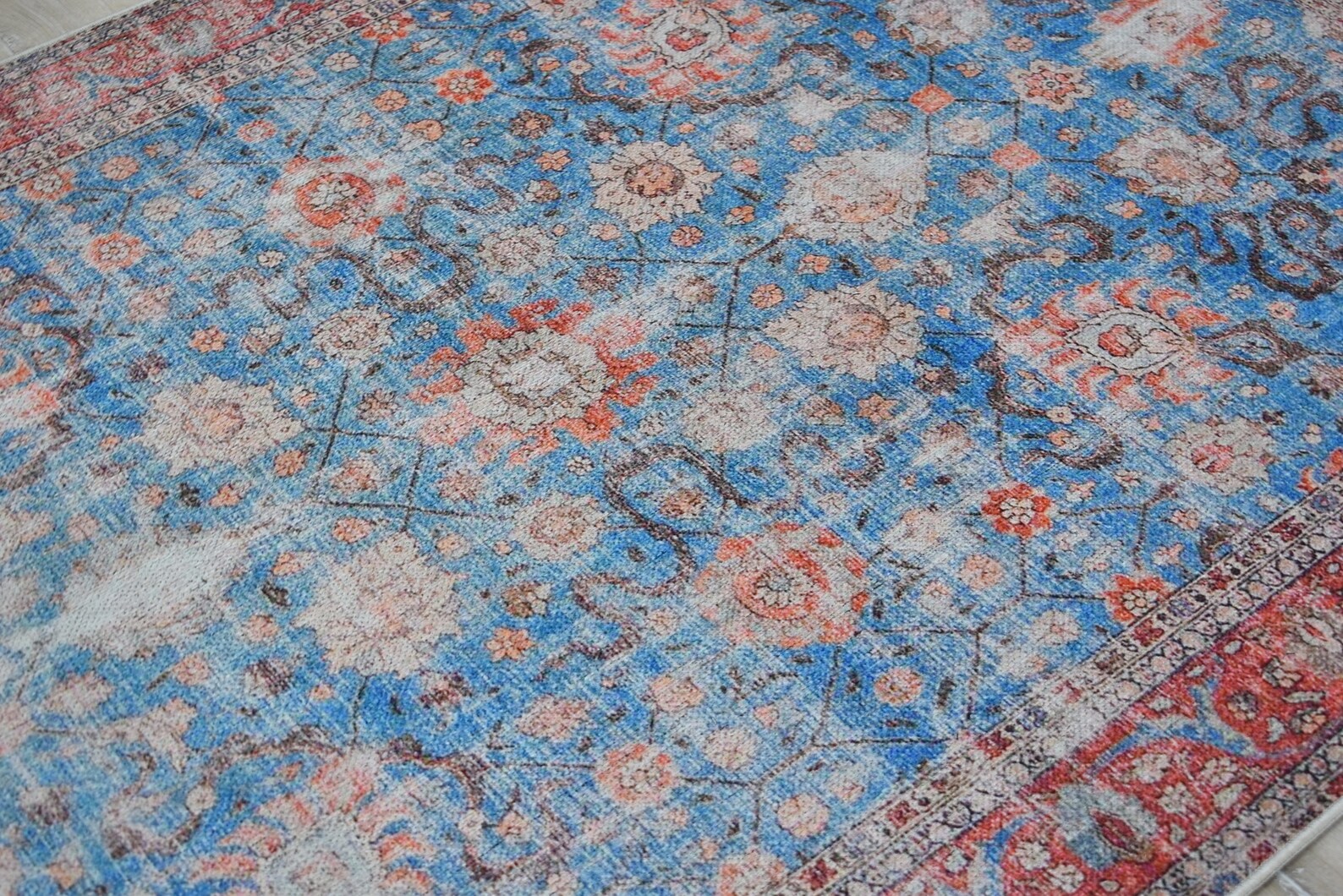 Turkish Rug Faded Rug Navy and Light Blue Vintage Rug for Etsy