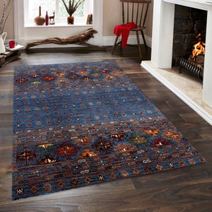 Traditional Rug, Bohemian Rug 4x6, Blue Kilim Rug, Floor Rugs 5x7 , Interior Decoration, Rugs for Living Room, Anti Slip Rug, Bedroom Rugs