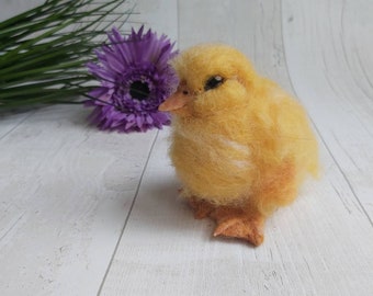 Needle Felted Duck Chick. Handmade Wool Yellow Duck- Cute Duckling Gifts, Home & Easter Decor.