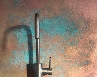 Kitchen splashback patina copper effect &quot;Golden Dusk&quot;