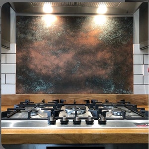 Kitchen splashback aged copper effect &quot;Stormy sky&quot;